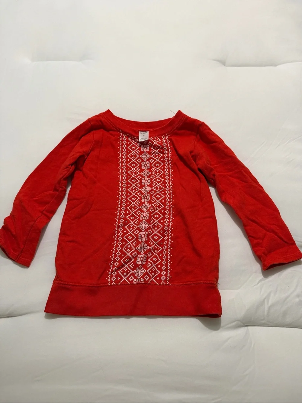 Carter's Red Long-Sleeve Top with White Center Pattern